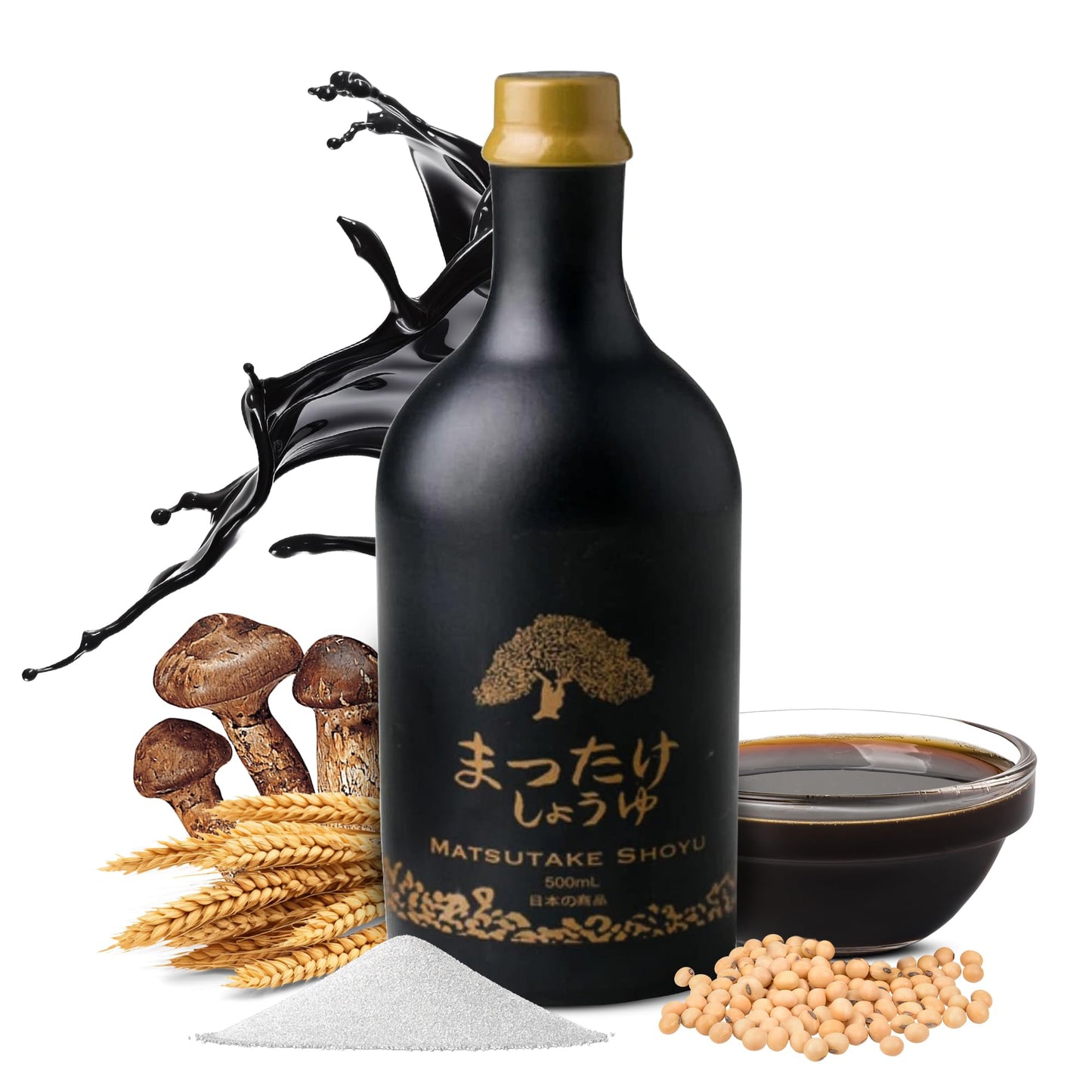 HAKU Matsutake Shoyu Japanese Soy Sauce (500 ml) - Organic Mushroom Flavored Dark Soy Sauce - Pure Soy Sauce with No Additives - Unfiltered Shoyu