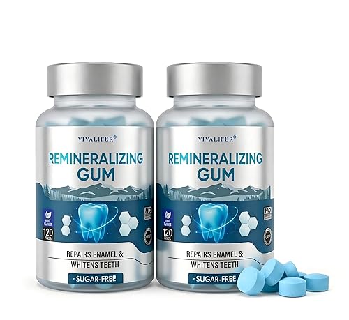 Remineralizing Chewing Gum for Enamel Strength, 240 Count Nano Hydroxyapatite Gum with Xylitol Sugar Free Oral Care Mints for Fresh Breath and Dry