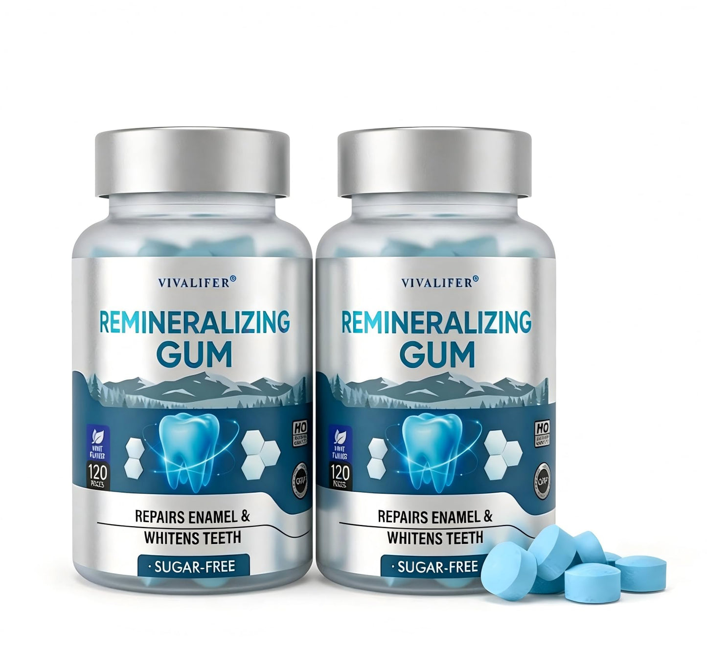 Remineralizing Chewing Gum for Enamel Strength, 240 Count Nano Hydroxyapatite Gum with Xylitol Sugar Free Oral Care Mints for Fresh Breath and Dry