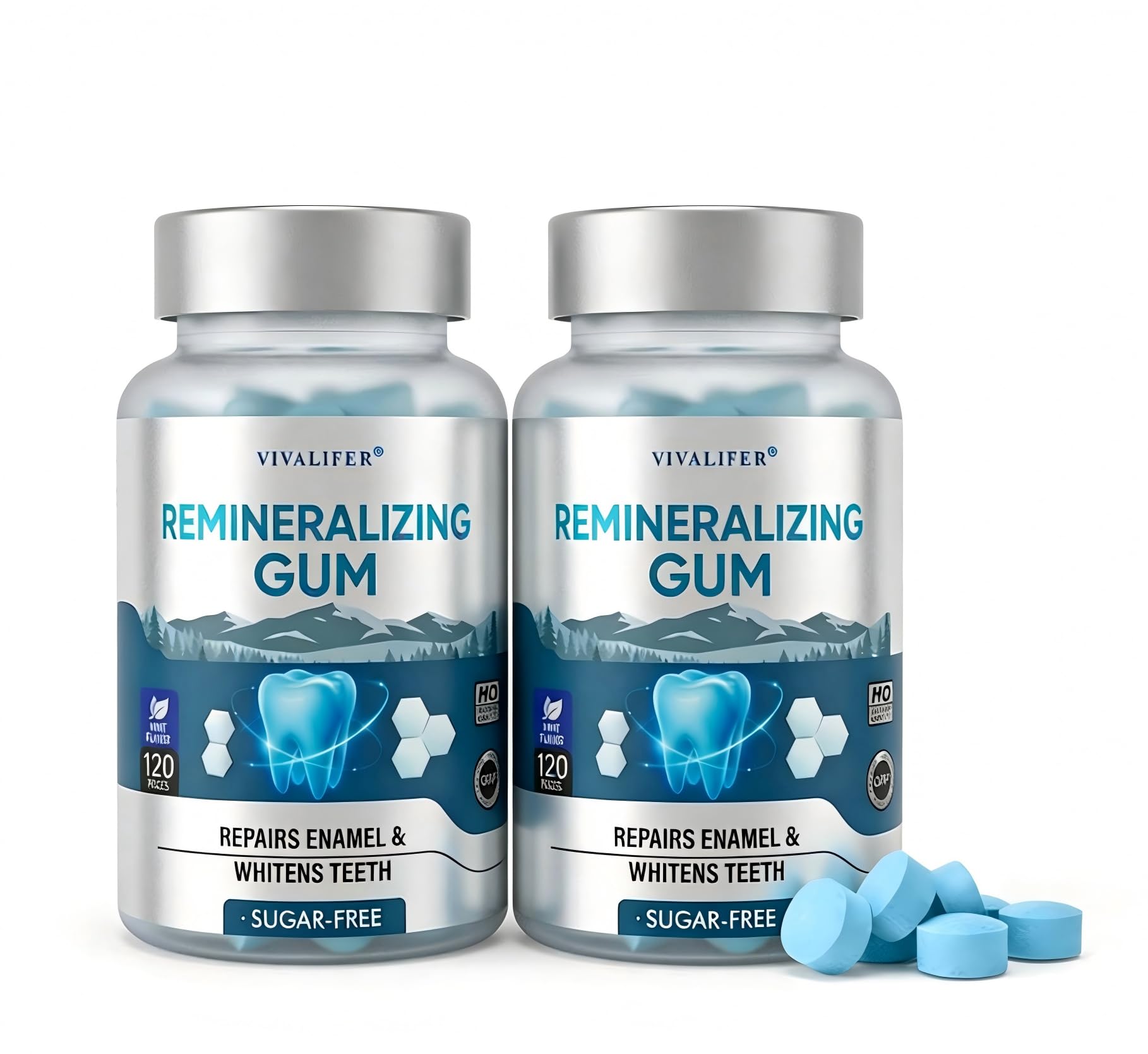 Remineralizing Chewing Gum for Enamel Strength, 240 Count Nano Hydroxyapatite Gum with Xylitol Sugar Free Oral Care Mints for Fresh Breath and Dry