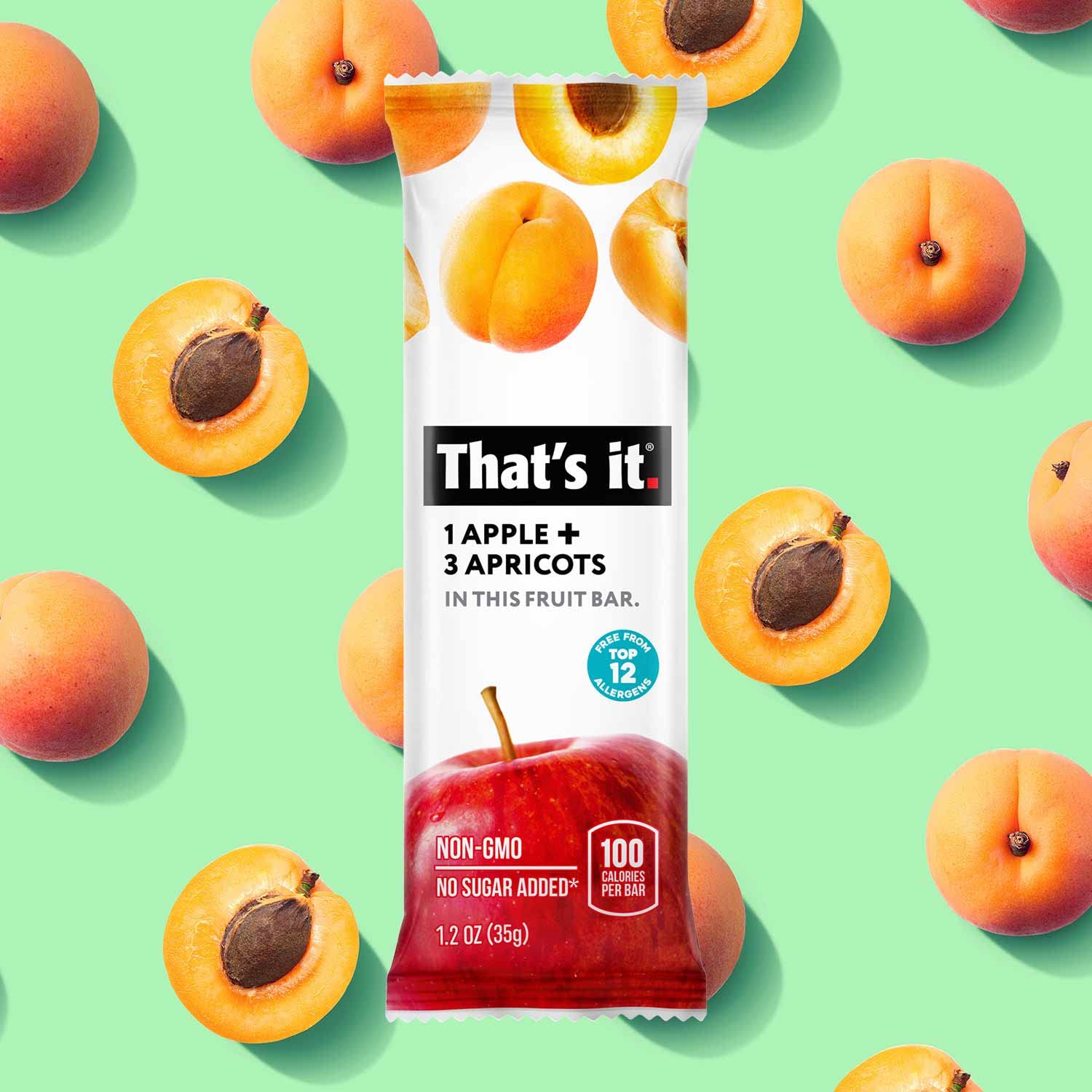 That's it. Apple + Apricot 100% Natural Real Fruit Bar, Best High Fiber Vegan, Gluten Free Healthy Snack, Paleo for Children & Adults, Non GMO No