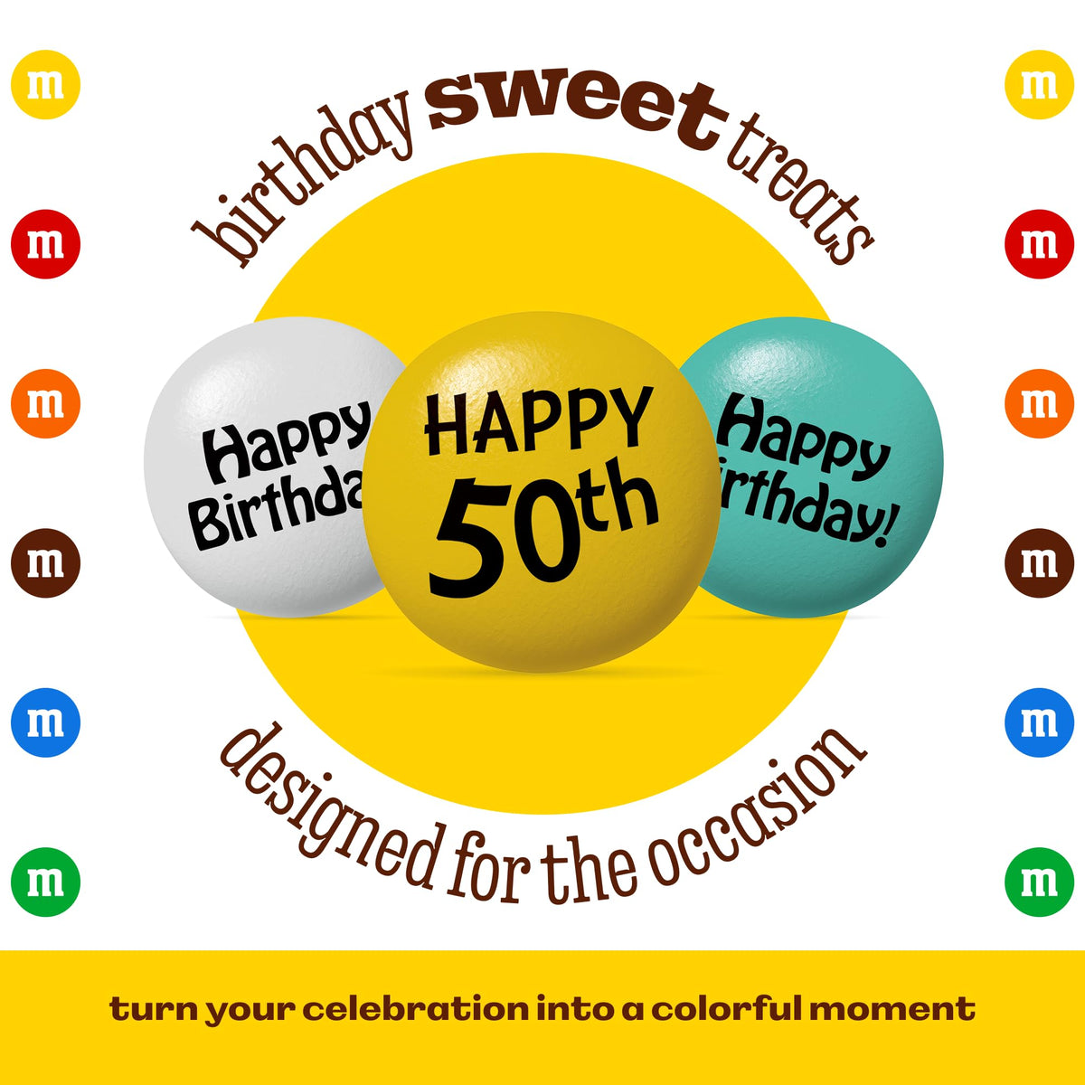 M&M'S 50th Birthday Milk Chocolate Candy, 2 lb Bulk Resealable Bag