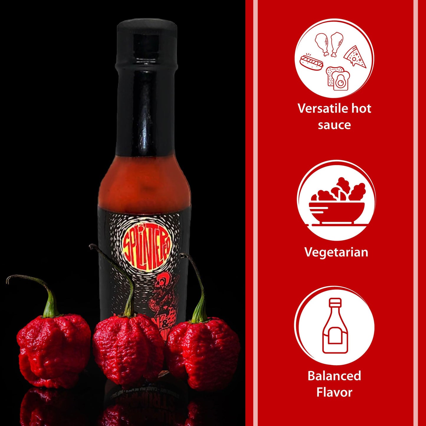 Splintered Sauce Hummin' & Strummin' Hot Sauce - Carolina Reaper and Strawberry - Vegetarian - 5 Oz- Perfect for Salad Dressings, BBQ, Desserts, Gift