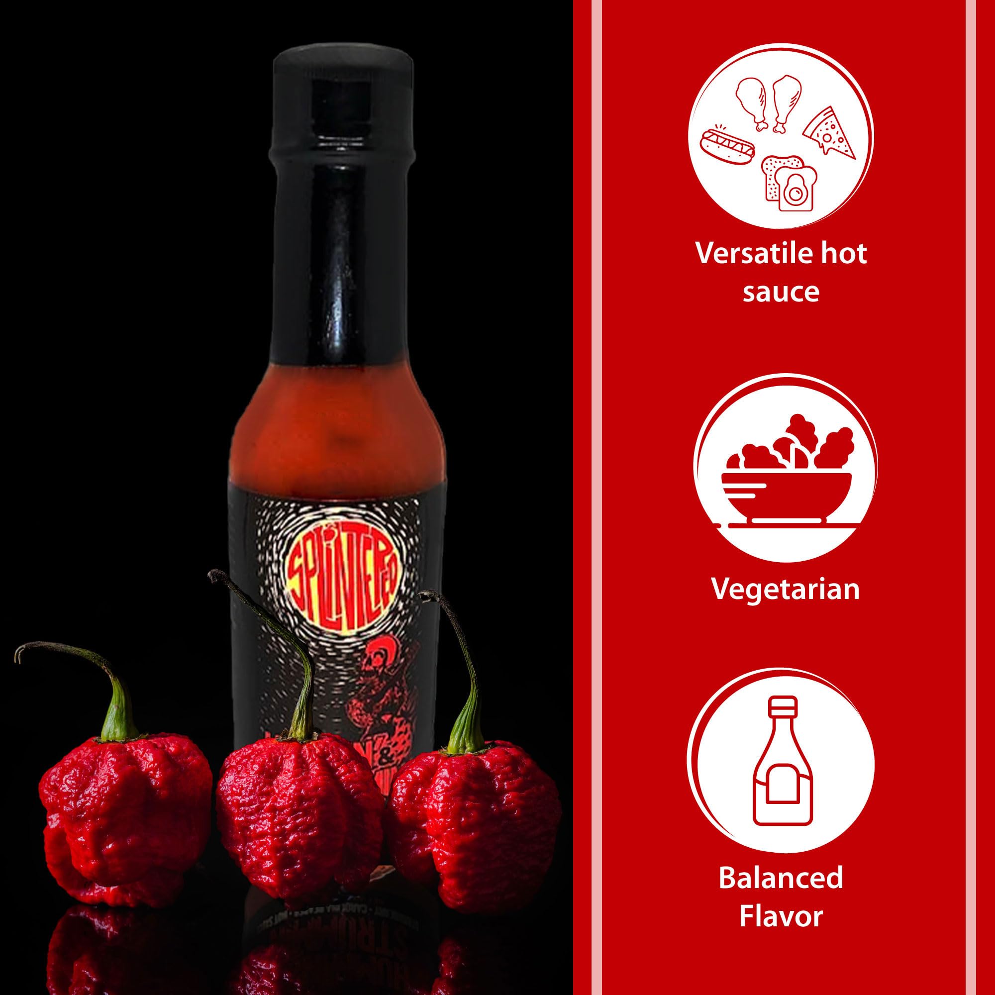 Splintered Sauce Hummin' & Strummin' Hot Sauce - Carolina Reaper and Strawberry - Vegetarian - 5 Oz- Perfect for Salad Dressings, BBQ, Desserts, Gift