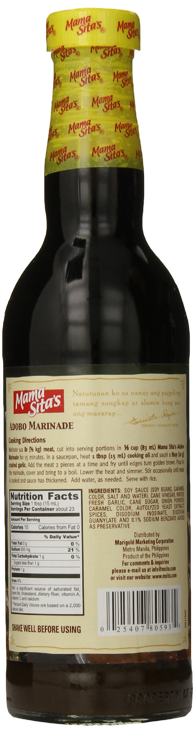 Mama Sita's Adobo Marinade, 11.83 Ounce