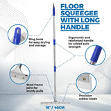 MHM AquaSlide MiniPushPro - 18-Inch Epoxy Squeegee for Shop & Concrete Floors, Tile Floor Wiper with Rubber Blade, Jalador de Agua para Piso