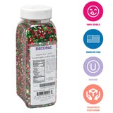 DECOPAC Christmas Fusion Mix Candy Sprinkles, 26oz, Fancy Sprinkles in Handheld Container, Festive Edible Sprinkles For Holiday Celebration Cakes