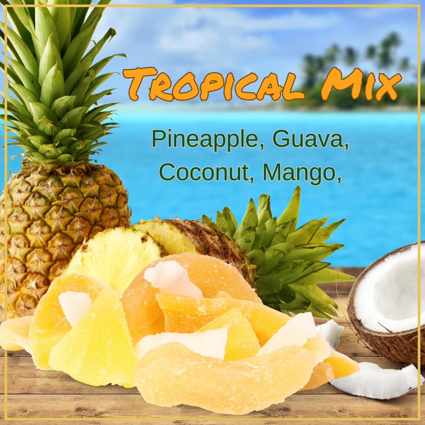 Tropical Mixed Dried Fruit Medley - by Its Delish, 12 Oz Bag | Healthy Snacks for Adults | Fresh Snack Mix Dry Fruit | Pineapple Mango Guava Coconut |