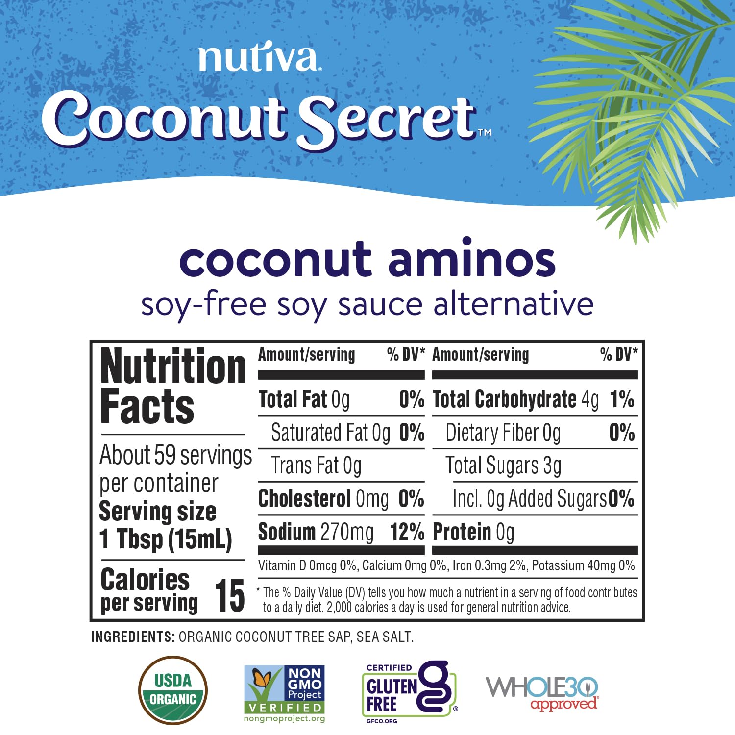 Coconut Secret - Coconut Aminos Soy-Free Seasoning Sauce - 30 Fl. Oz.