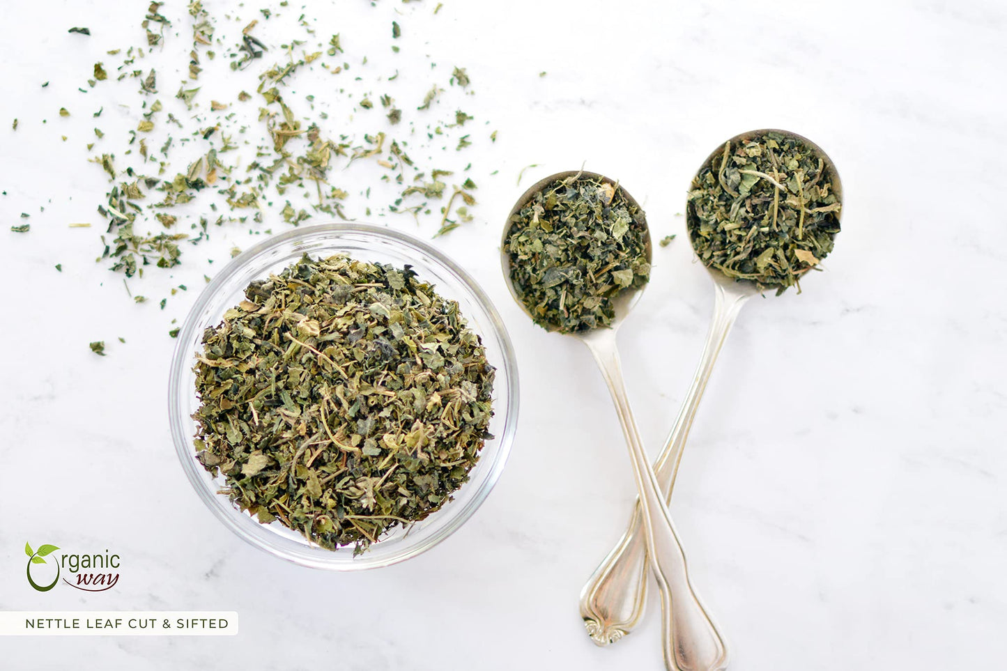 Organic Way Stinging Nettle Leaf Cut & Sifted (Urtica dioica) - Herbal Tea | European Wild-Harvest | Kosher Certified | Vegan, Non GMO & Gluten Free |
