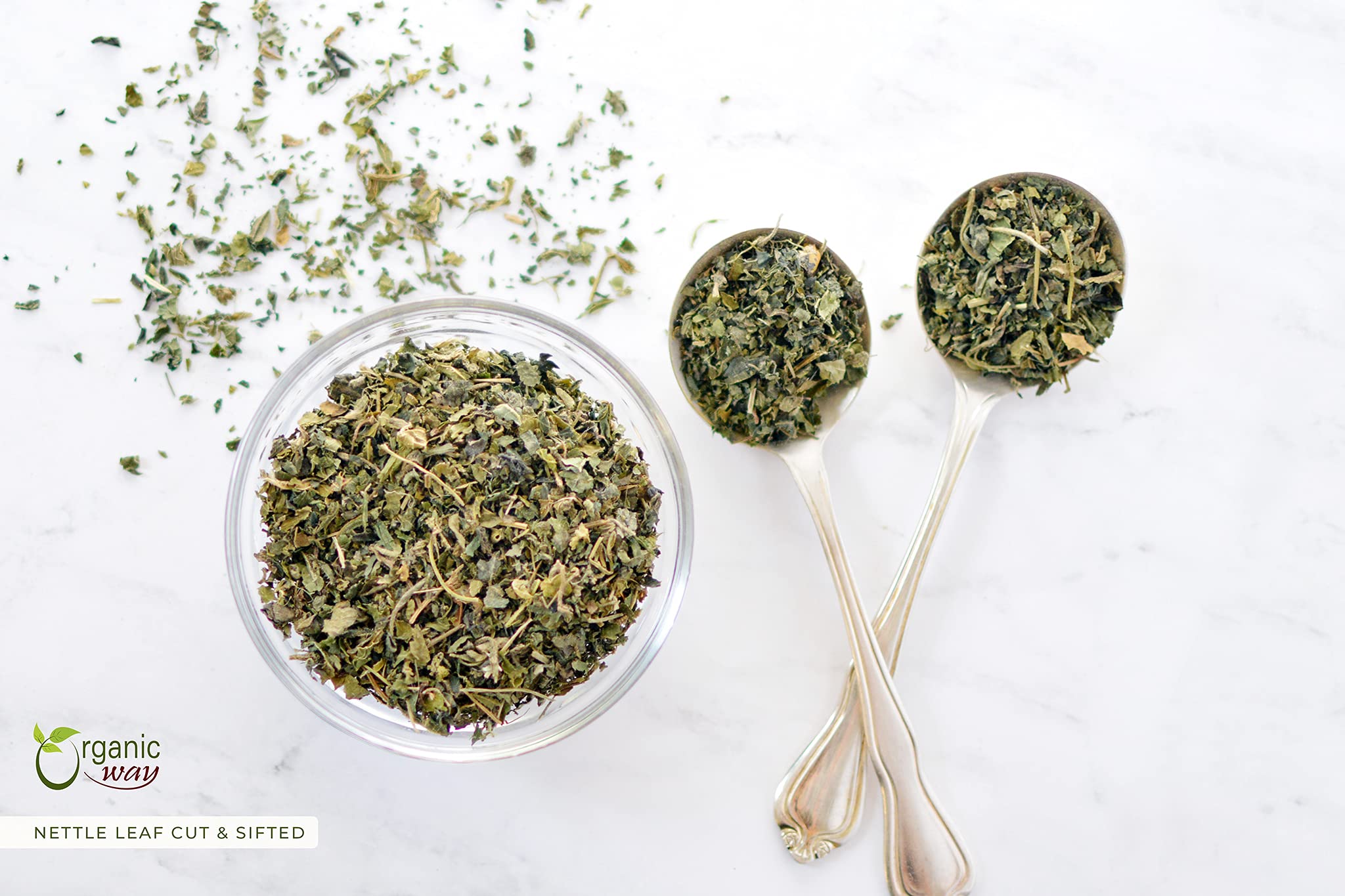 Organic Way Stinging Nettle Leaf Cut & Sifted (Urtica dioica) - Herbal Tea | European Wild-Harvest | Kosher Certified | Vegan, Non GMO & Gluten Free |