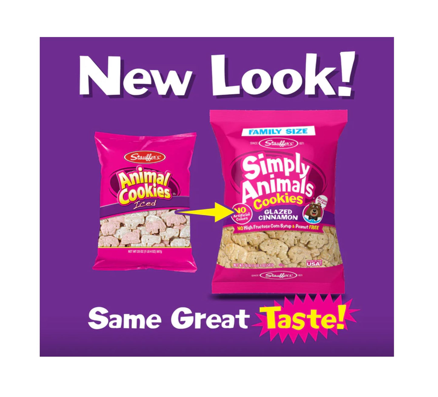 Stauffer's Simply Animals Glazed Cinnamon Bulk Bags - Pack of 2-20 oz Bags - Perfect for Sharing with the Whole Family - Tasty Treats - Great