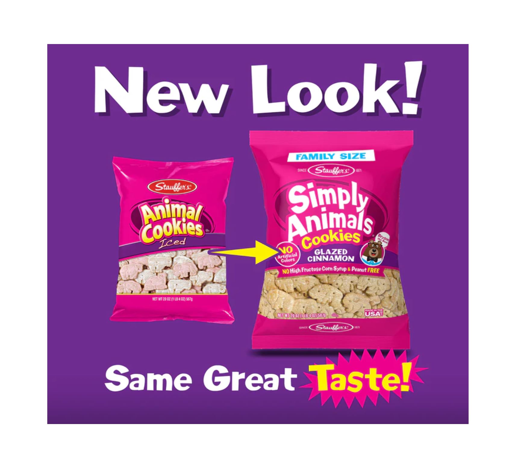 Stauffer's Simply Animals Glazed Cinnamon Bulk Bags - Pack of 2-20 oz Bags - Perfect for Sharing with the Whole Family - Tasty Treats - Great