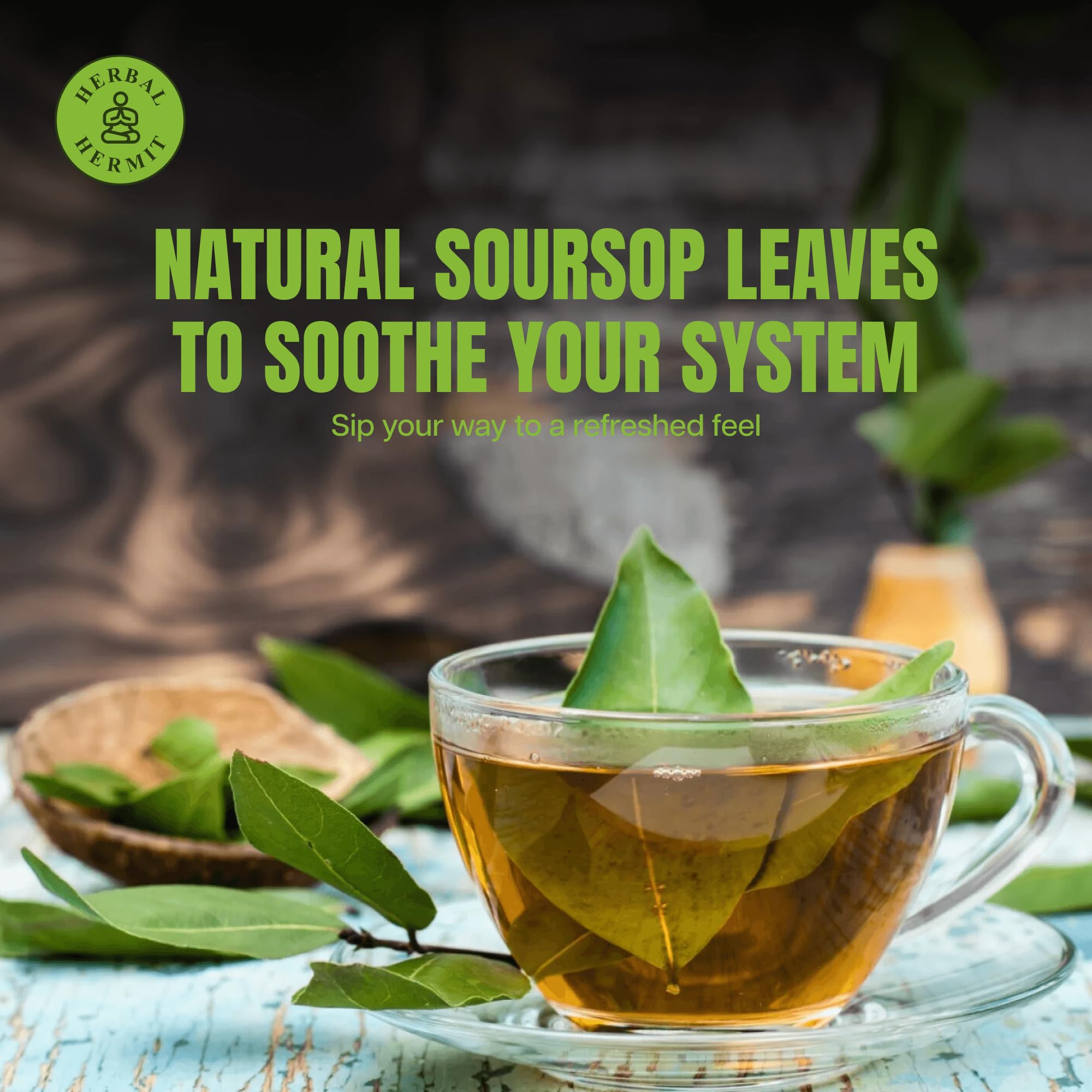 Soursop Graviola Tea Bags 50 count - Natural Pure Leaves - Sugar Free, Caffeine Free & Gluten-Free - Hoja Guanabana Tea - Authentic Herbal Tea