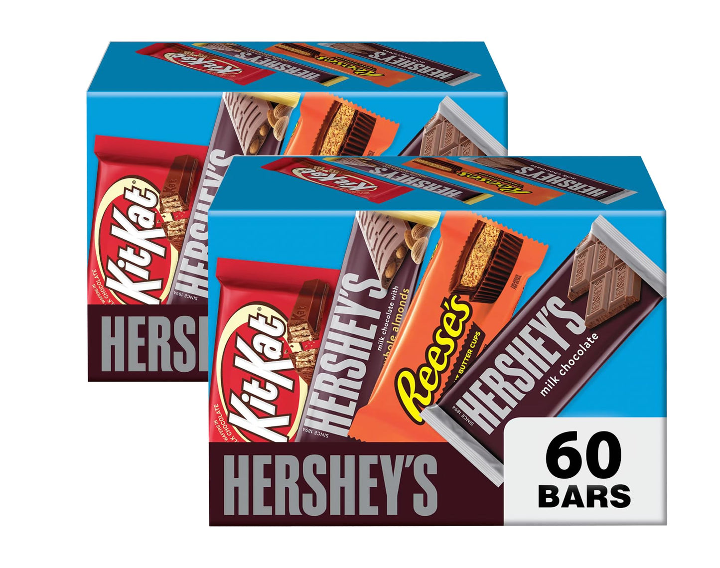 HRESHEY’S Chocolate Candy Bar Variety Pack - Includes KT KAT, RESEE’S Peanut Butter Cups, and HRSEHEY’S Milk Chocolate, Individually Wrapped, 30 Count