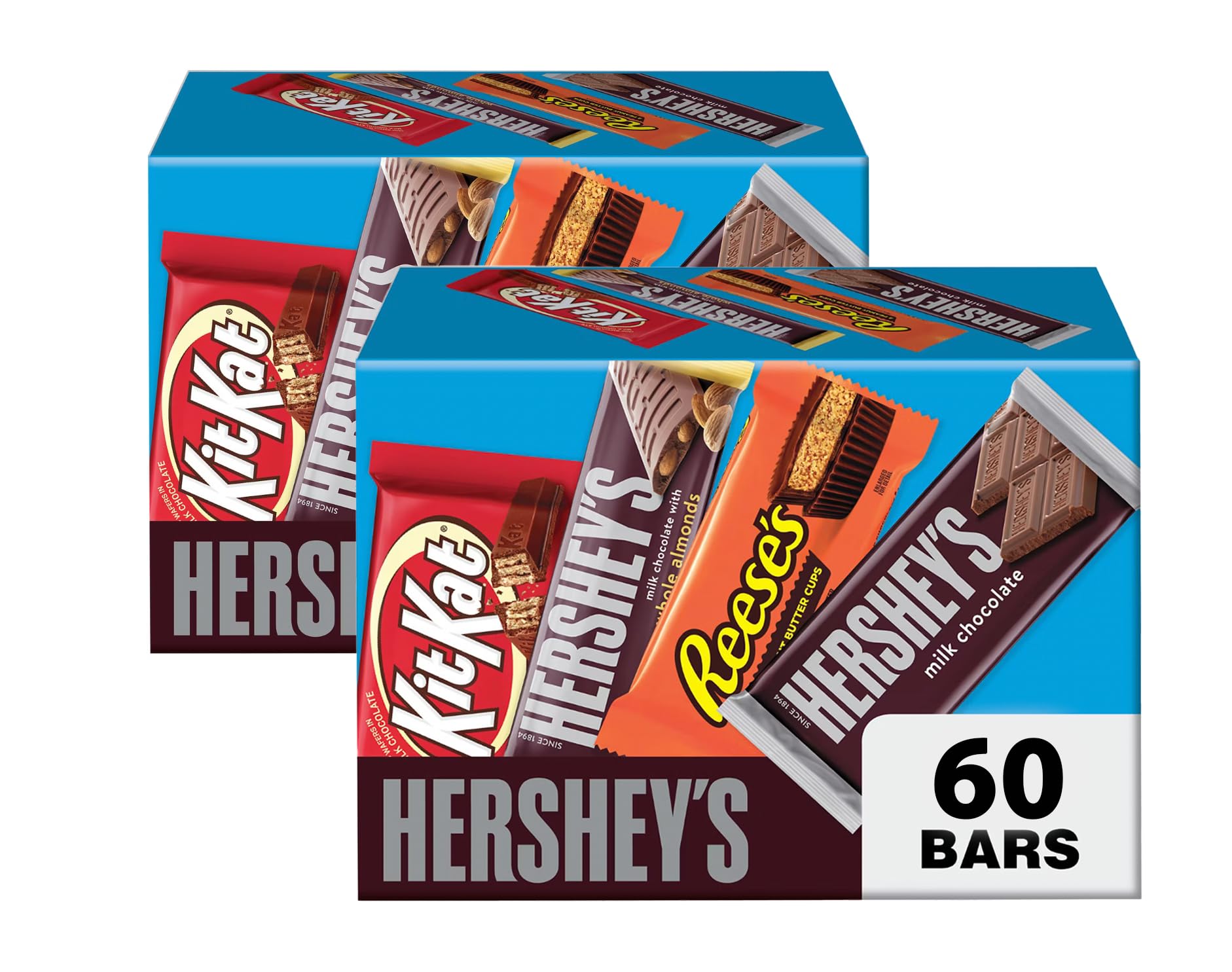 HRESHEY’S Chocolate Candy Bar Variety Pack - Includes KT KAT, RESEE’S Peanut Butter Cups, and HRSEHEY’S Milk Chocolate, Individually Wrapped, 30 Count