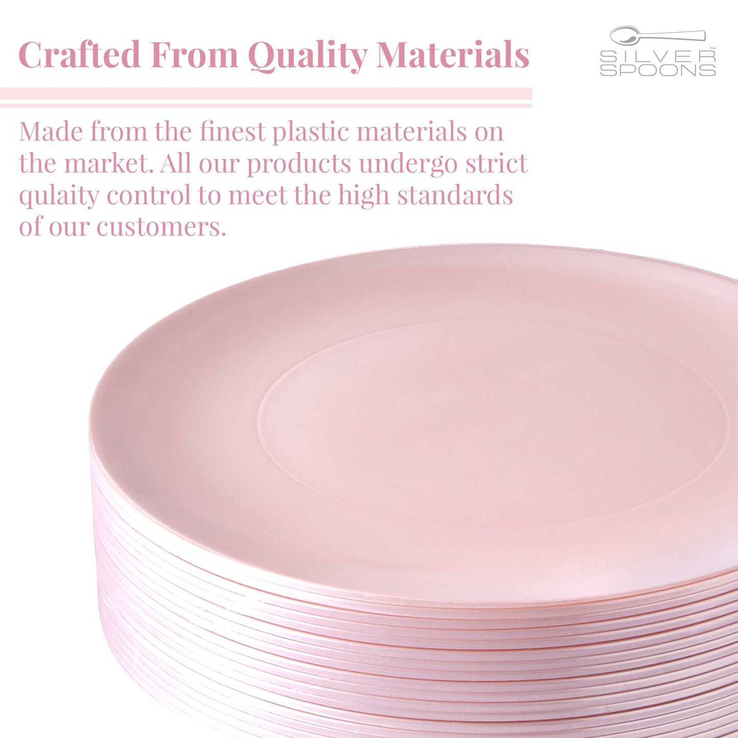 SILVER SPOONS Modern Design Disposable Plastic Dinner Plates for Party (10 PC) Heavy Duty Disposable Dinner Set 10.25”, Fine China Look Plastic