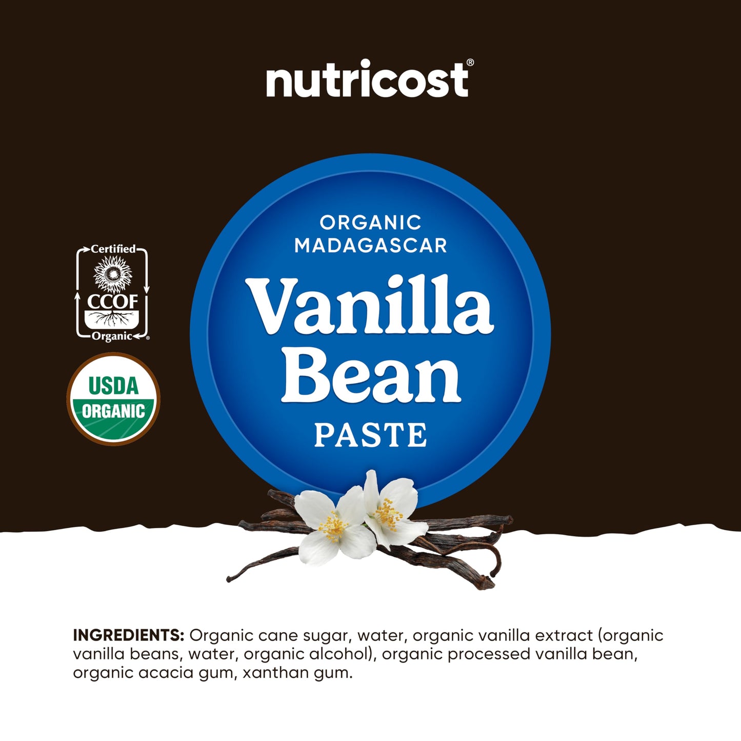 Nutricost Organic Madagascar Vanilla Bean Paste (8 oz) - Vanilla Bean Paste for Baking and Cooking, USDA and CCOF Organic, GMO-Free, Gluten-Free