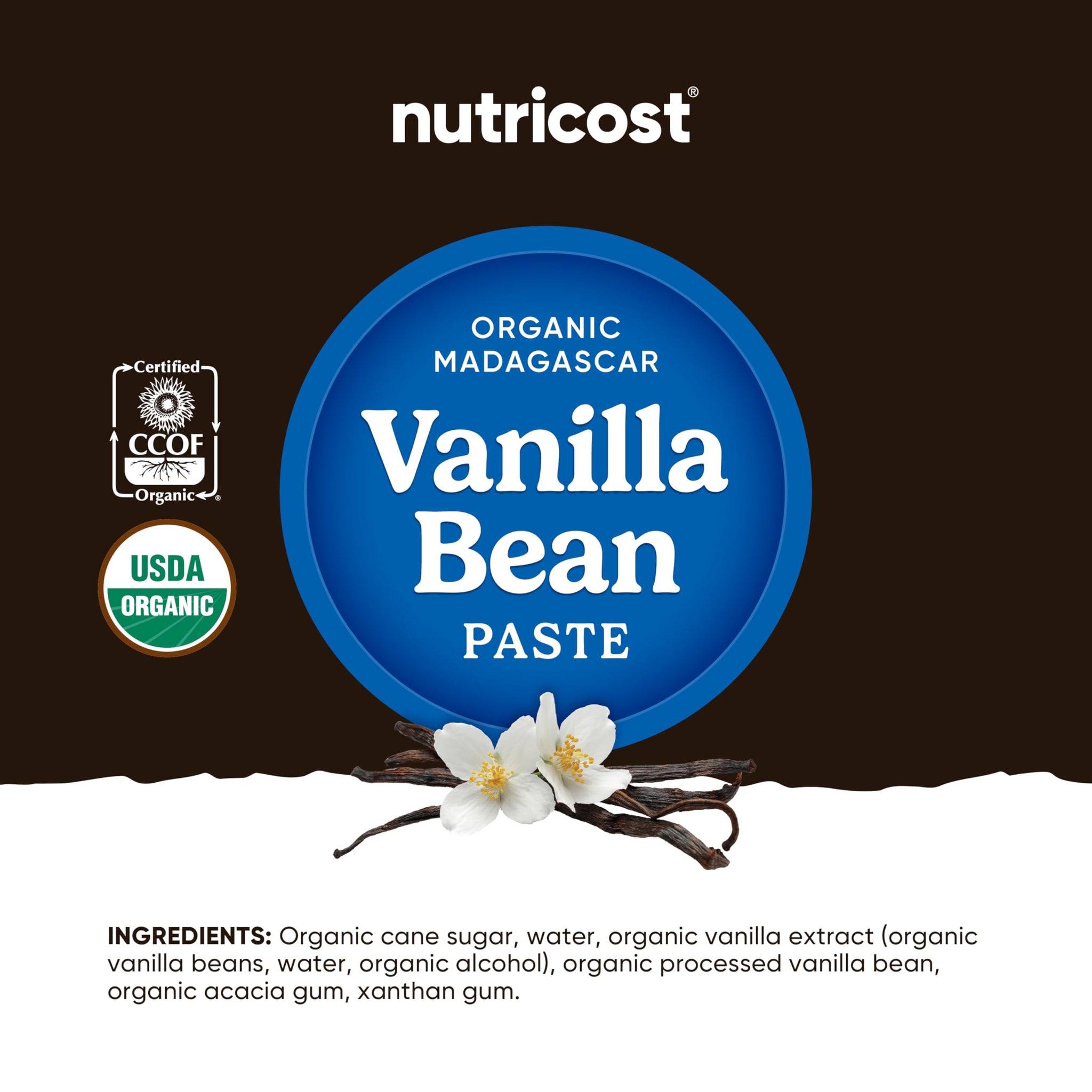 Nutricost Organic Madagascar Vanilla Bean Paste (8 oz) - Vanilla Bean Paste for Baking and Cooking, USDA and CCOF Organic, GMO-Free, Gluten-Free