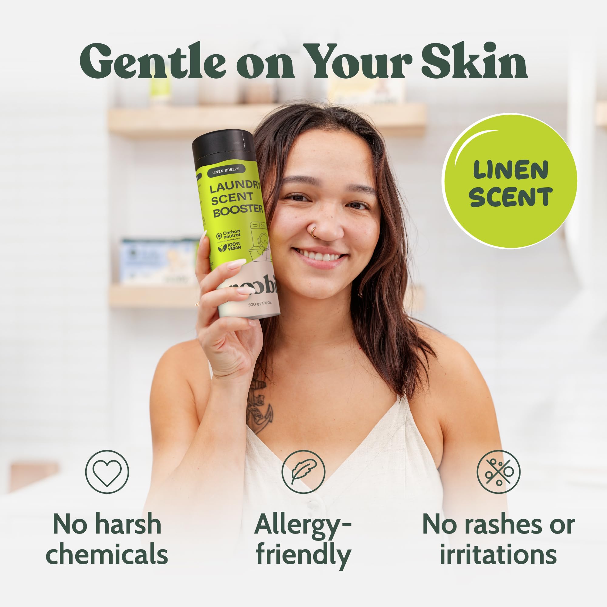 Roobi Sustainable Laundry Scent Booster Beads. Linen Breeze Fragrance Laundry Beads. 500 gr Bulk Booster Pack. Carbon Neutral, 100% Vegan.