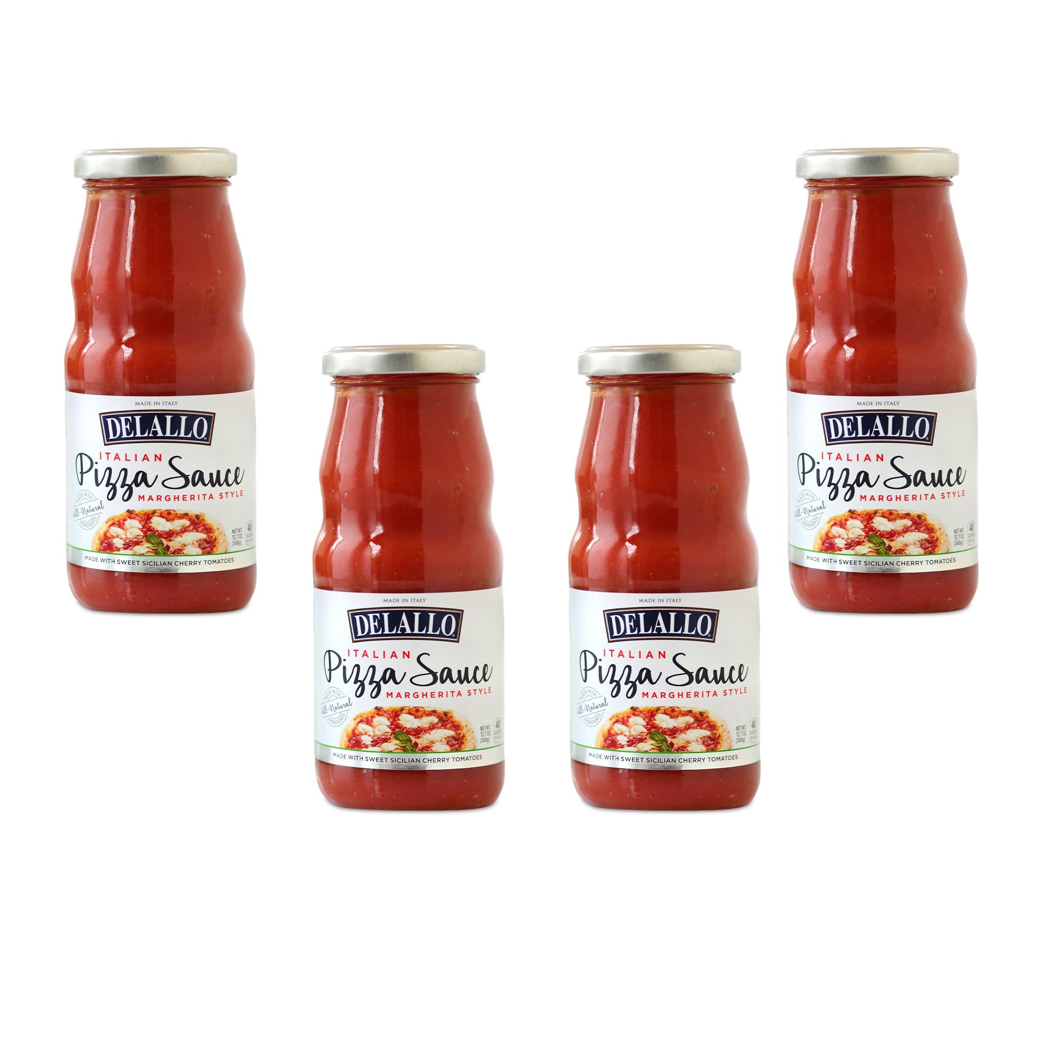DeLallo Cherry Tomato Pizza Sauce, 12.7 oz. Jar, (4-Pack), Made in Italy, All Natural, Margherita-Style
