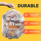 Bagtron 33 Gallon Trash Bags, 16 Micron High Density Pure HDPE Garbage Can Liners Bulk, 33" x 40", Natural Clear, 250 Count