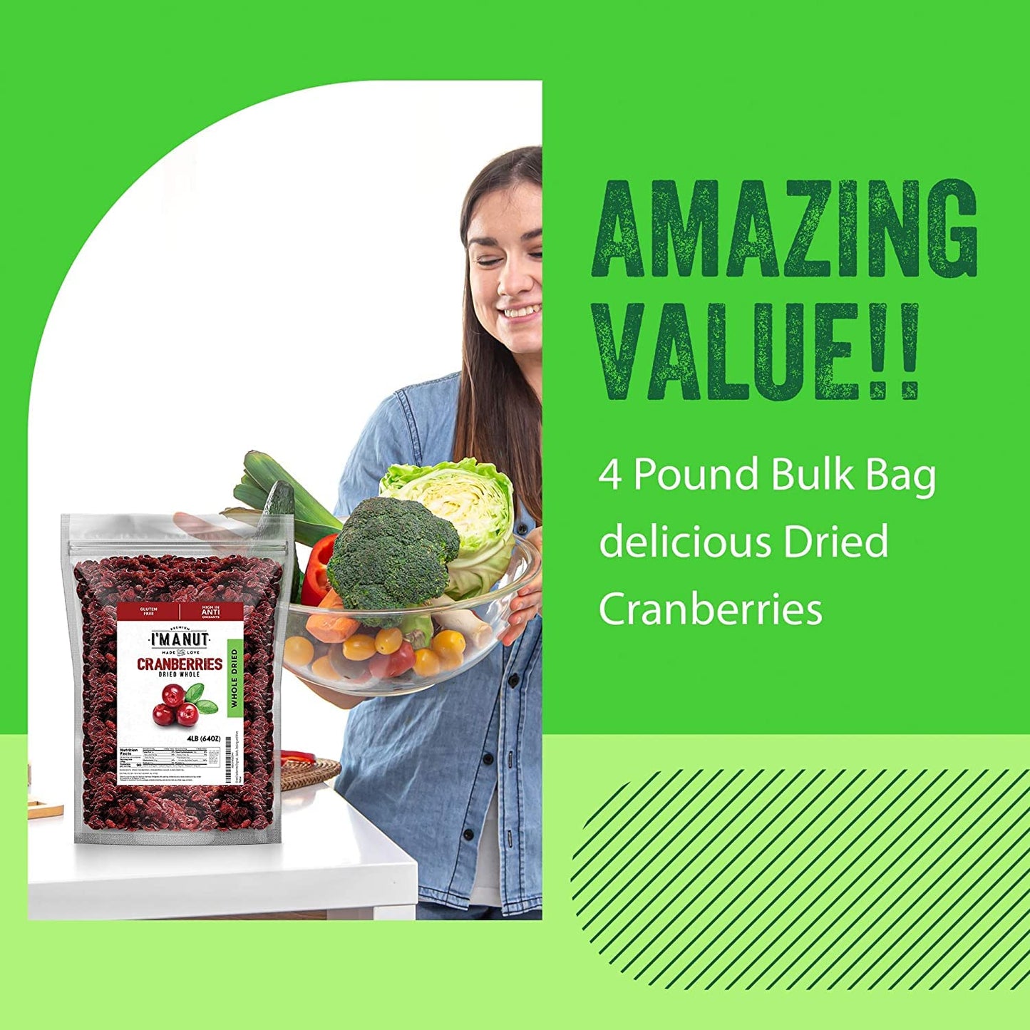 Dried Cranberries Original 2 Pound (32 oz) Batch Tested Gluten & Peanut Free | Resealable Bag | High in Antioxidant | Great for Salads, Cooking