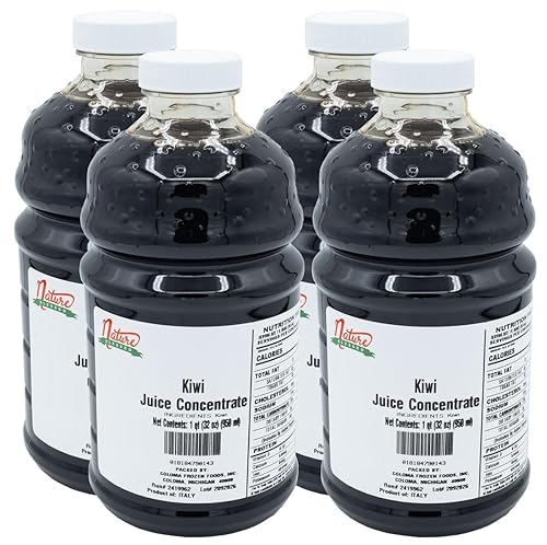 Nature Blessed 100% Pure Kiwi Fruit Juice Concentrate - 4 Quarts (4/32 fl oz bottles), Great for Home Vintners, Brewing Beer, Cider, Spirits