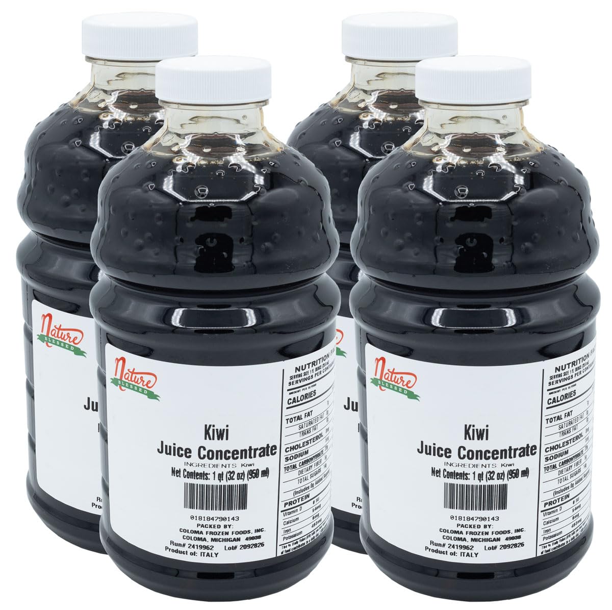 Nature Blessed 100% Pure Kiwi Fruit Juice Concentrate - 4 Quarts (4/32 fl oz bottles), Great for Home Vintners, Brewing Beer, Cider, Spirits