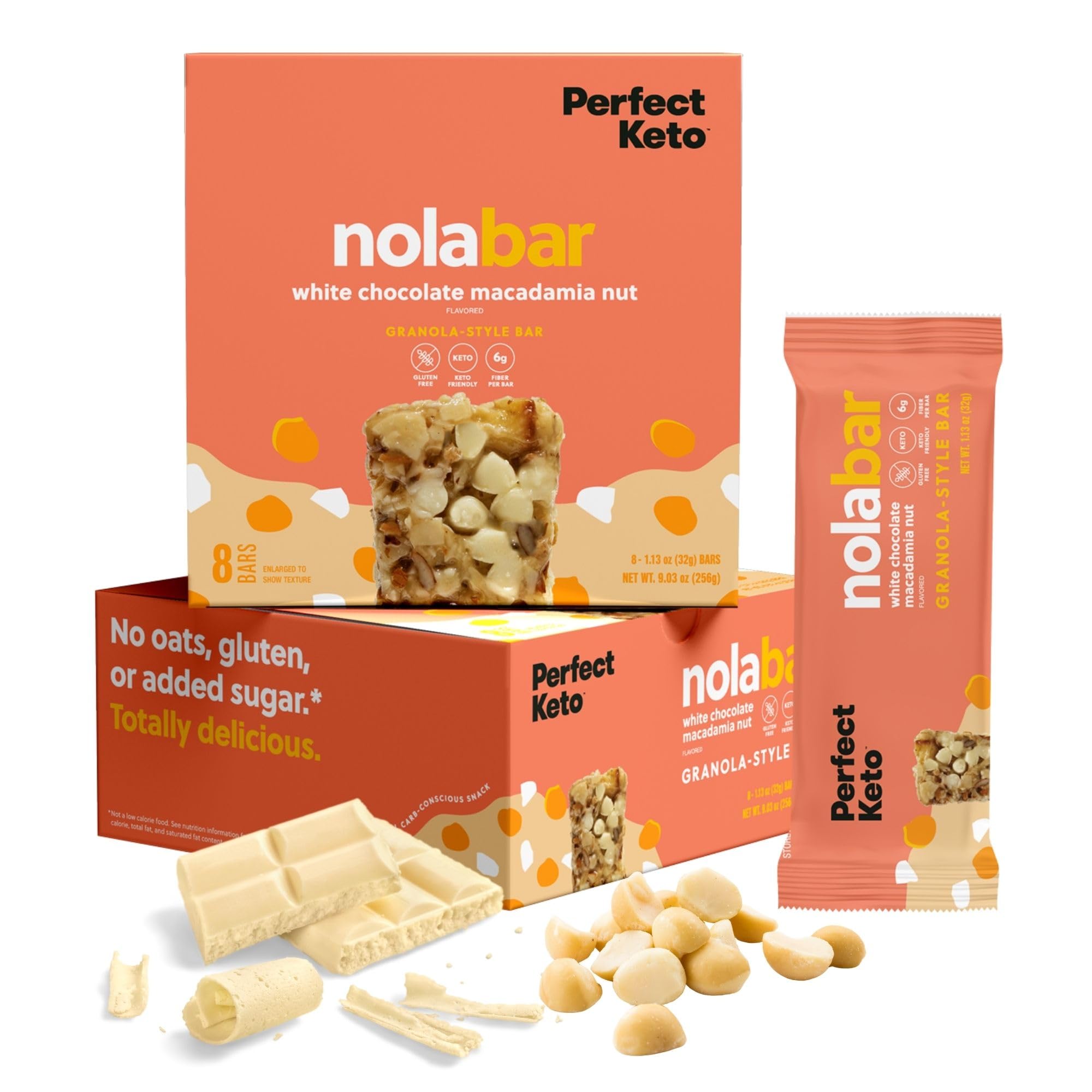Perfect Keto Nola Bars, Gluten Free, Keto Granola Bars, Low Carb Snack or Breakfast Bar with No Sugar Added, Keto Diet Food, Healthy Snacks