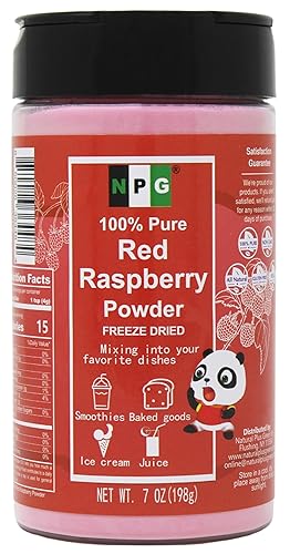 NPG Freeze Dried Red Raspberry Juice Powder 7 Oz, Seedless Fine Superfood Powder for Flavoring, Coloring, Baking, Smoothies, Purees, and Acai Bowls