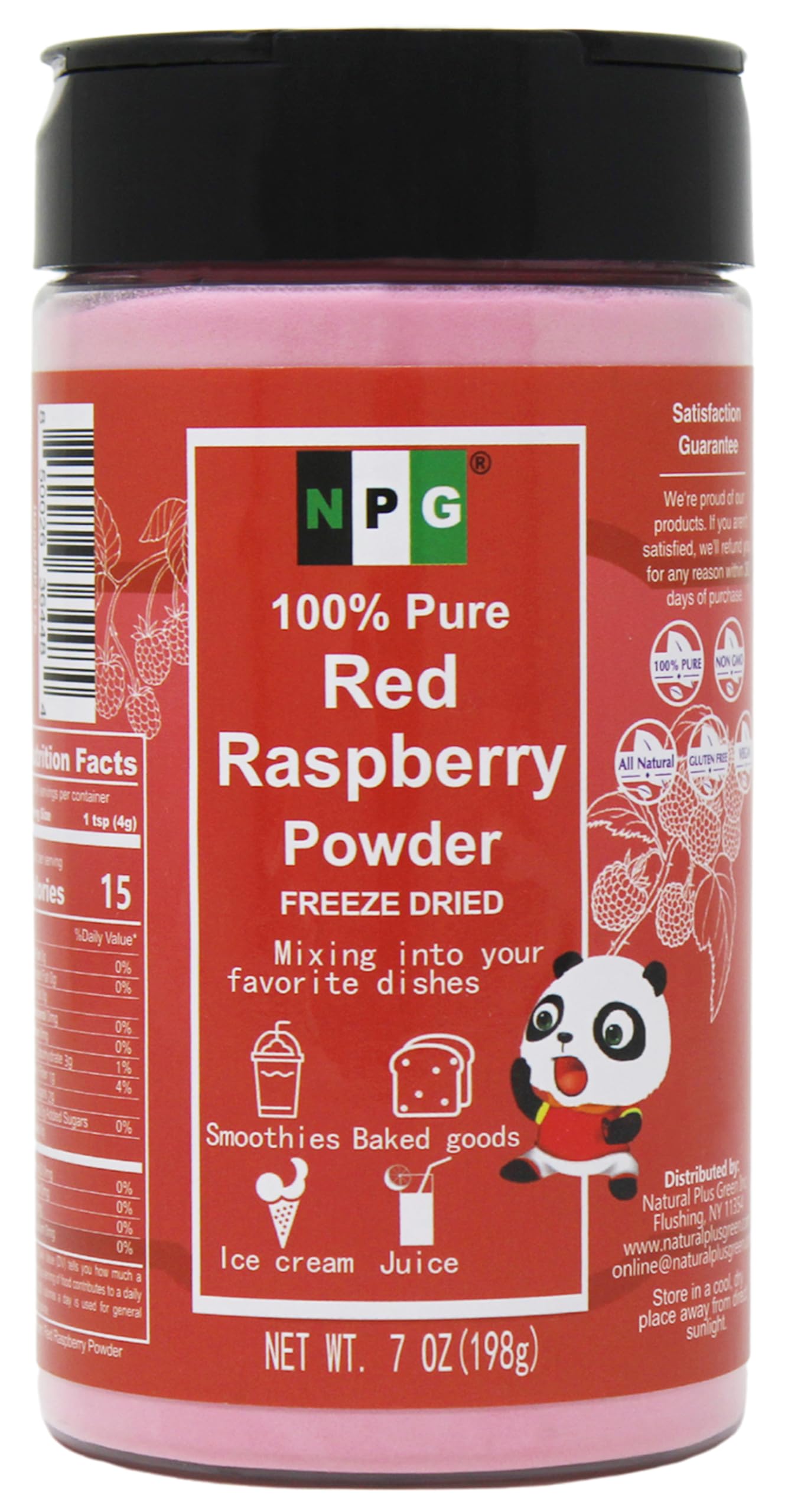 NPG Freeze Dried Red Raspberry Juice Powder 7 Oz, Seedless Fine Superfood Powder for Flavoring, Coloring, Baking, Smoothies, Purees, and Acai Bowls