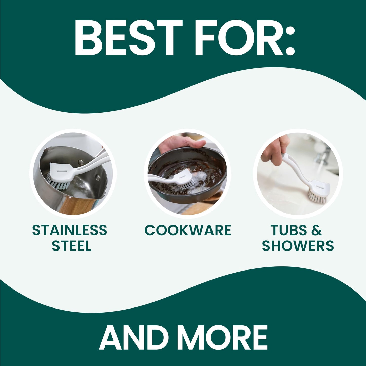 Scotch-Brite Pot + Pan Brush, Durable and Long Lasting Dish Brush with Handle for Scrubbing Stainless Steel, Outdoor Furniture, and Sinks without