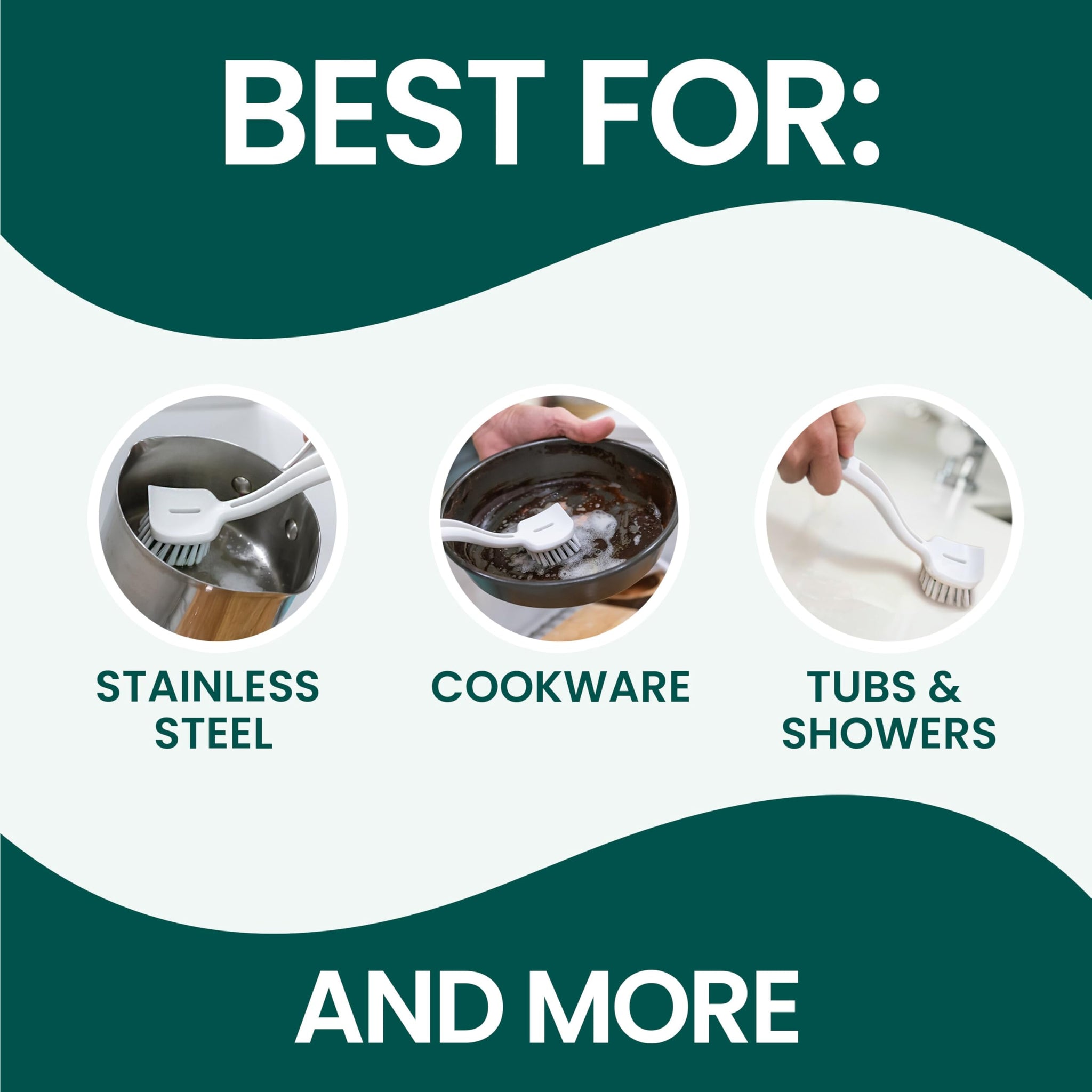 Scotch-Brite Pot + Pan Brush, Durable and Long Lasting Dish Brush with Handle for Scrubbing Stainless Steel, Outdoor Furniture, and Sinks without