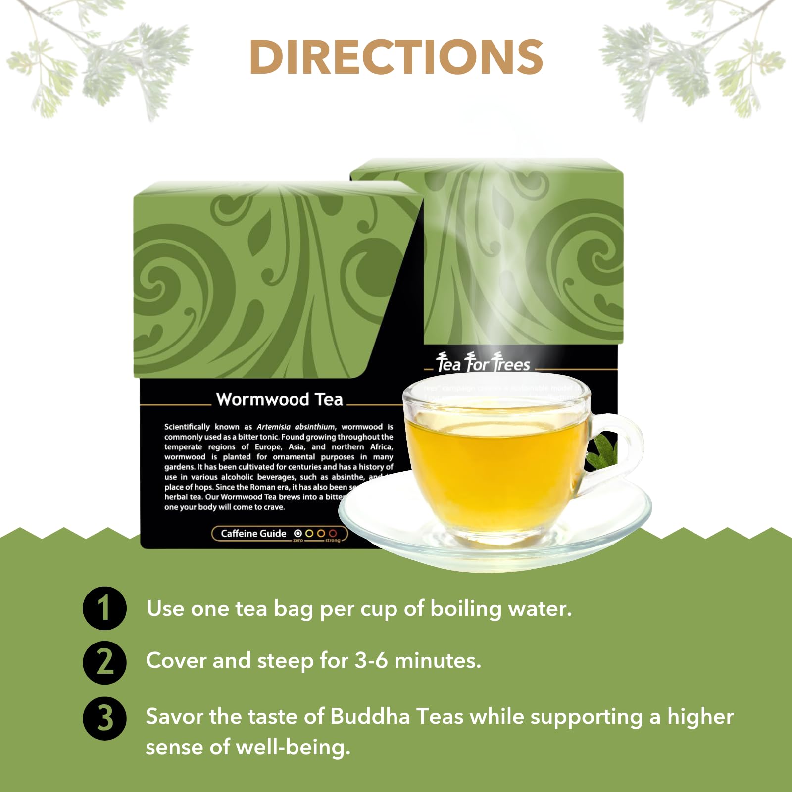 Buddha Teas - Organic Wormwood Tea - Herbal Tea - For Health & Wellbeing - With Antioxidants & Minerals - Clean Ingredients - Caffeine Free - OU