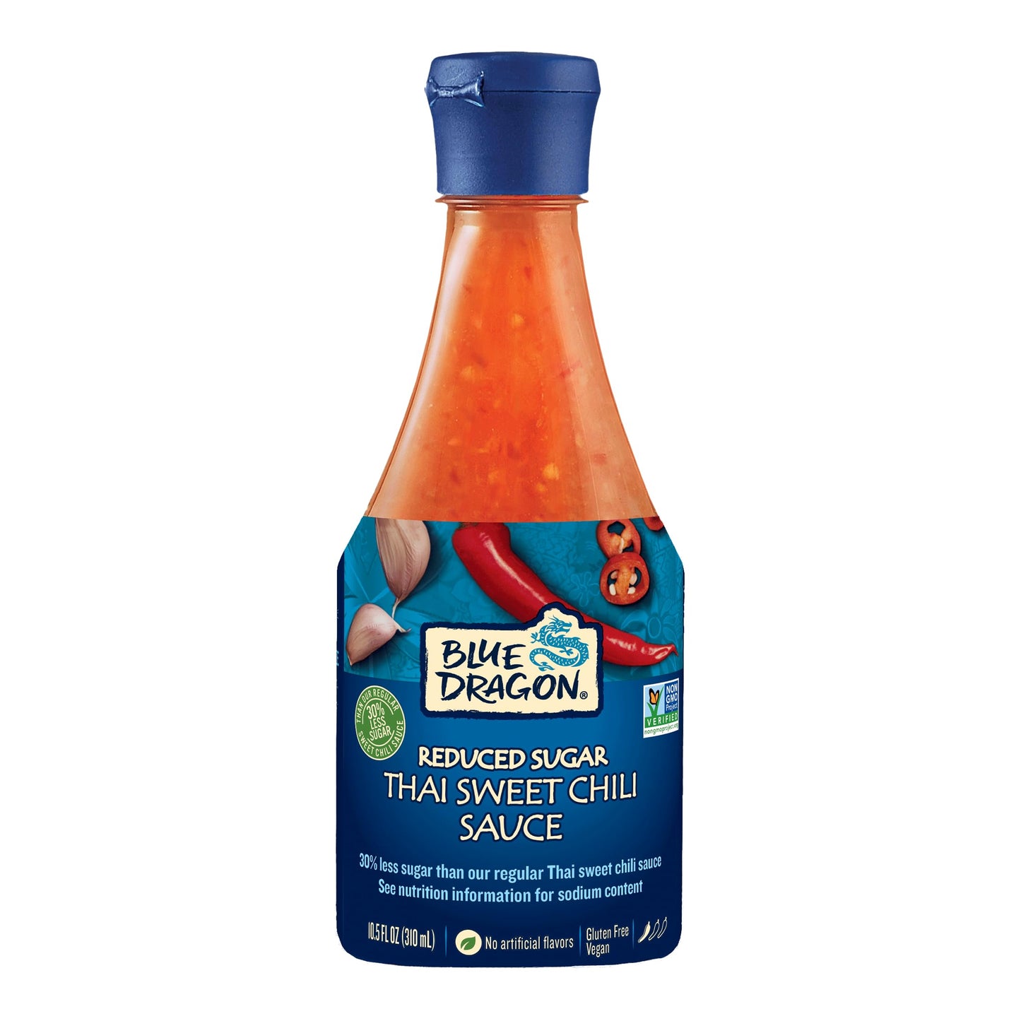 Blue Dragon Reduced Sugar Thai Sweet Chili Sauce - 10.5oz (Pack of 1) - 30% Less Sugar - No Artificial Flavors - Made with Red Chilies & Garlic