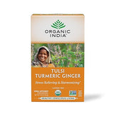 ORGANIC INDIA Tulsi Turmeric Ginger Tea Bags - Herbal Tea, Stress Relieving & Harmonizing, Immune Support, Healthy Inflammatory Response, Aids