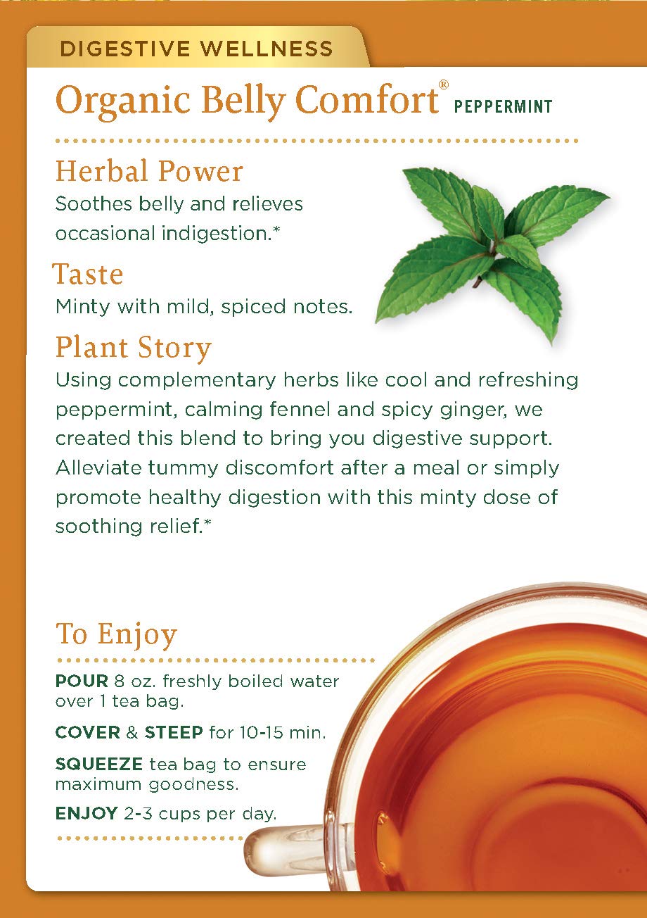 Traditional Medicinals Organic Belly Comfort Peppermint Digestive Tea, 16 Tea Bags (Pack of 1)
