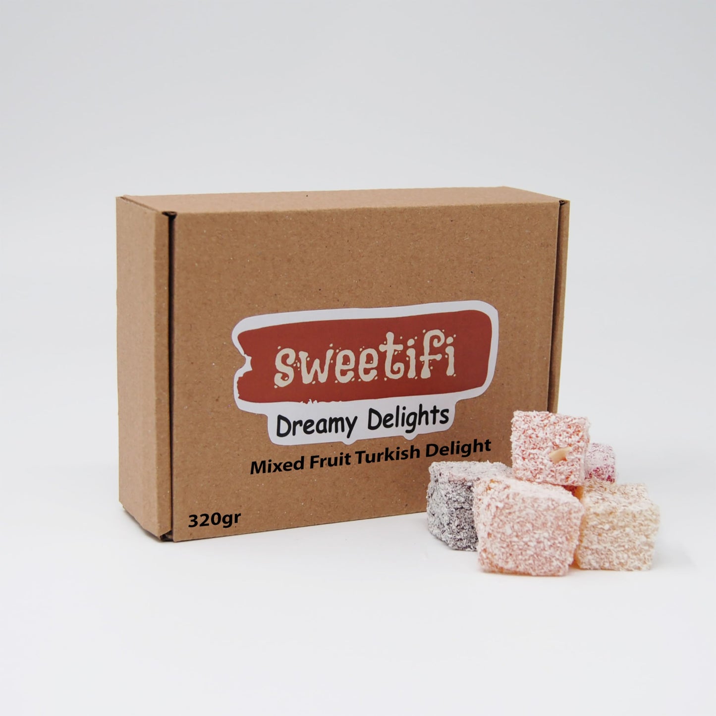 Sweetifi Mixed Fruit Turkish Delight, Premium Chewy Gourmet Vegan Candy Made with Real Fruit, Gluten Free, No Additives, Assorted Gourmet Lokum