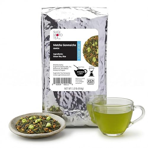SUGIMOTO TEA Japanese Genmaicha with Matcha Green Tea Loose Leaf Bulk 1.0 lb (454 g)