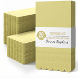 Party Solids Yellow Scalloped Napkins Disposable 20 Pcs 3-Ply Yellow Scalloped Dinner Napkins Disposable Decorative for Dinners & Parties, Paper Guest