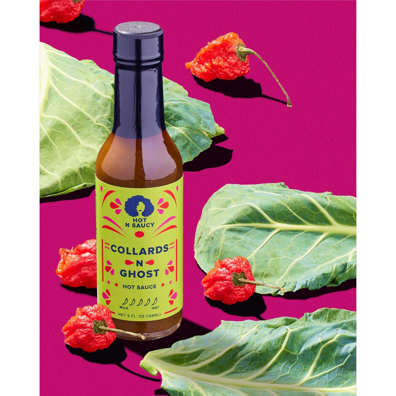 Hot N Saucy | Collards N Ghost Hot Sauce, 5 fl oz