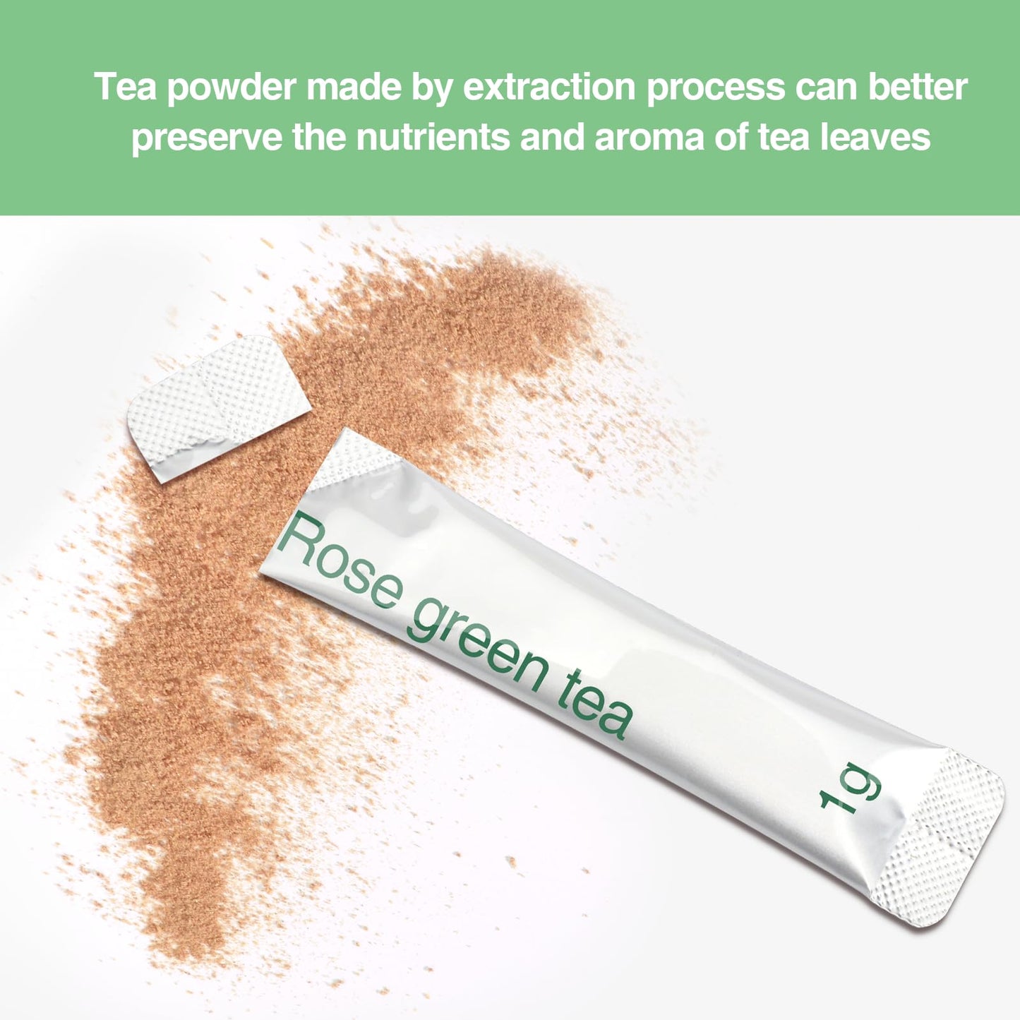 Taiping HK Rose Instant Green Tea Classic-100% Tea Leaves 30 Single Serve Stick Packs Unsweetened No Additives On-the-Go for Travel, Work, Outdoors