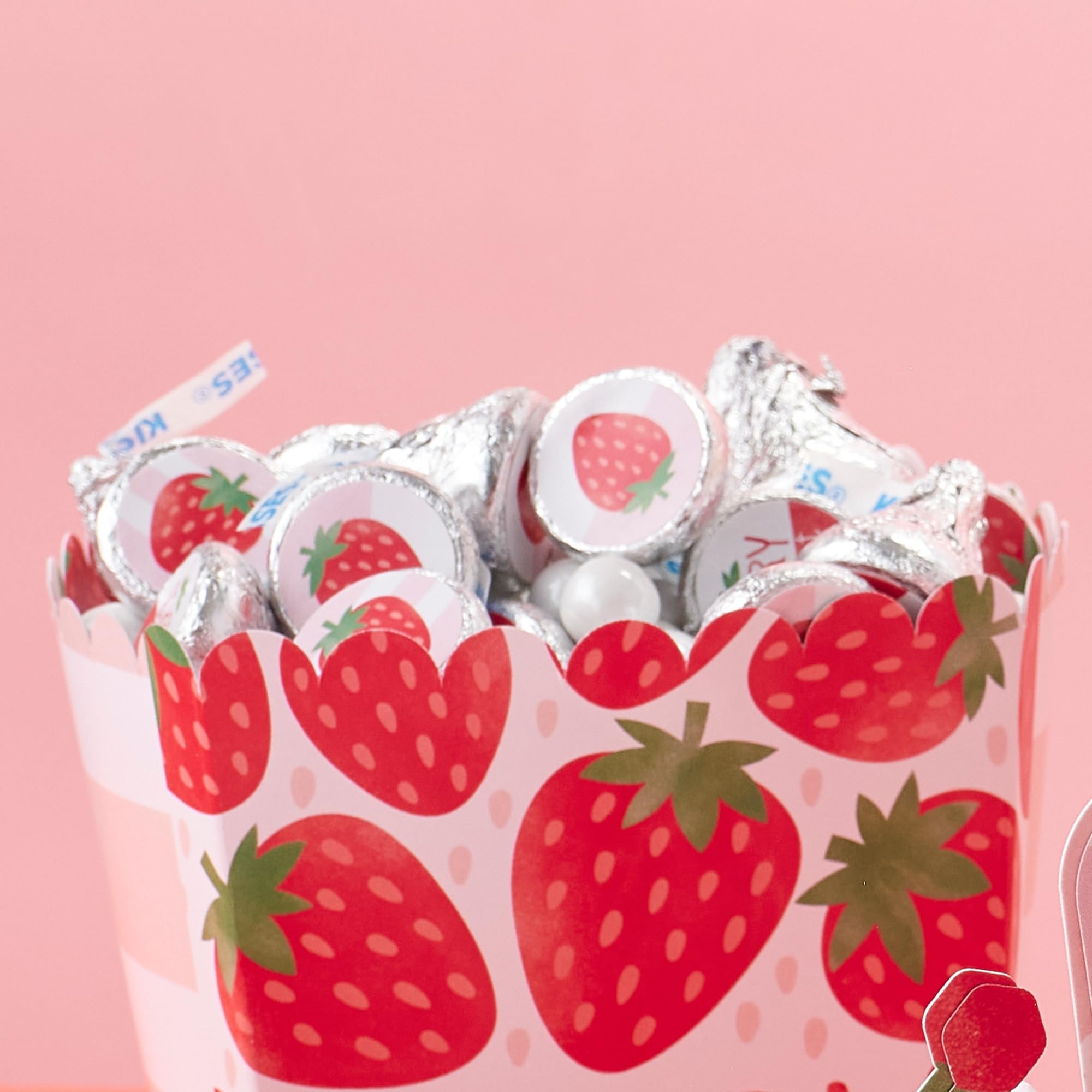Big Dot of Happiness Berry Sweet Strawberry - Fruit Themed Birthday Party or Baby Shower Round Candy Sticker Favors - Labels Fit Chocolate Candy (1