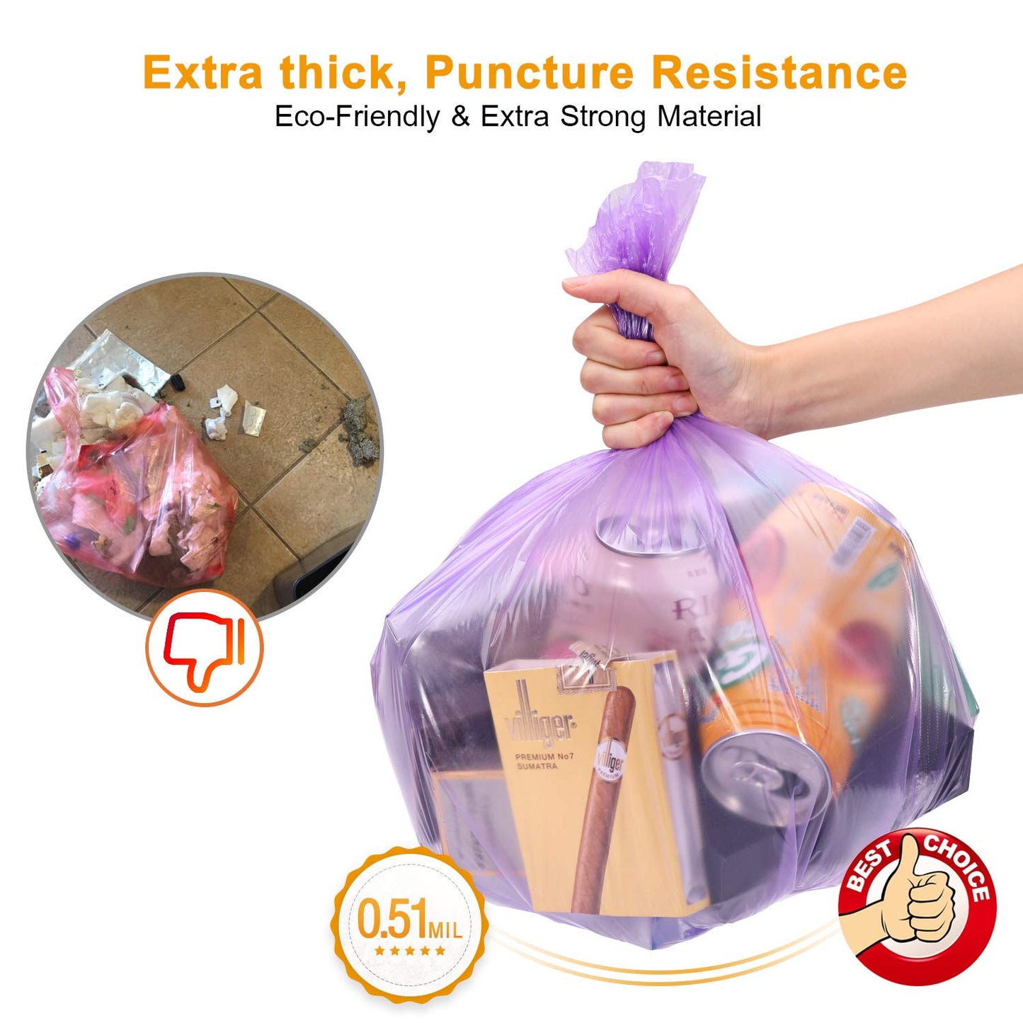 KONE 4 Gallon Trash Bags 168 Count Extra Thick Small Trash Bags Small Garbage Can Bags for Bathroom Home Office Kitchen