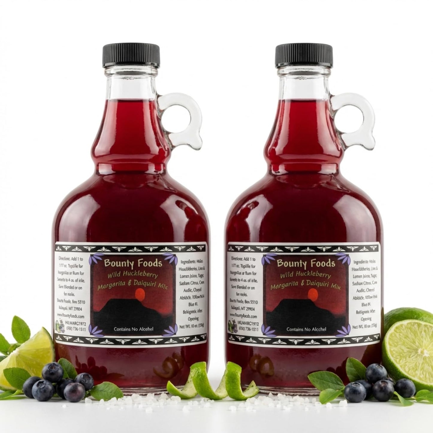 Bounty Foods Montana Huckleberry Margarita Daiquiri Cocktail Mixer 17 oz - Rocky Mountains Hand-Harvested and Crafted - Gourmet Small Batch - Perfect