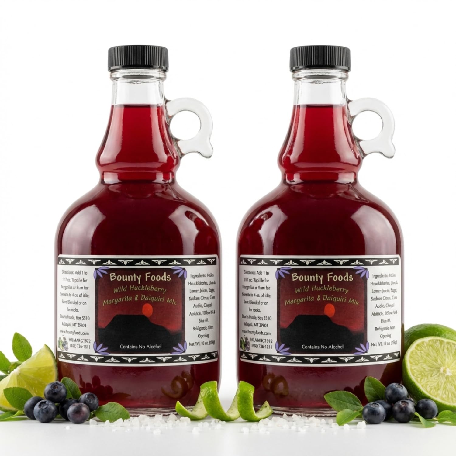 Bounty Foods Montana Huckleberry Margarita Daiquiri Cocktail Mixer 17 oz - Rocky Mountains Hand-Harvested and Crafted - Gourmet Small Batch - Perfect