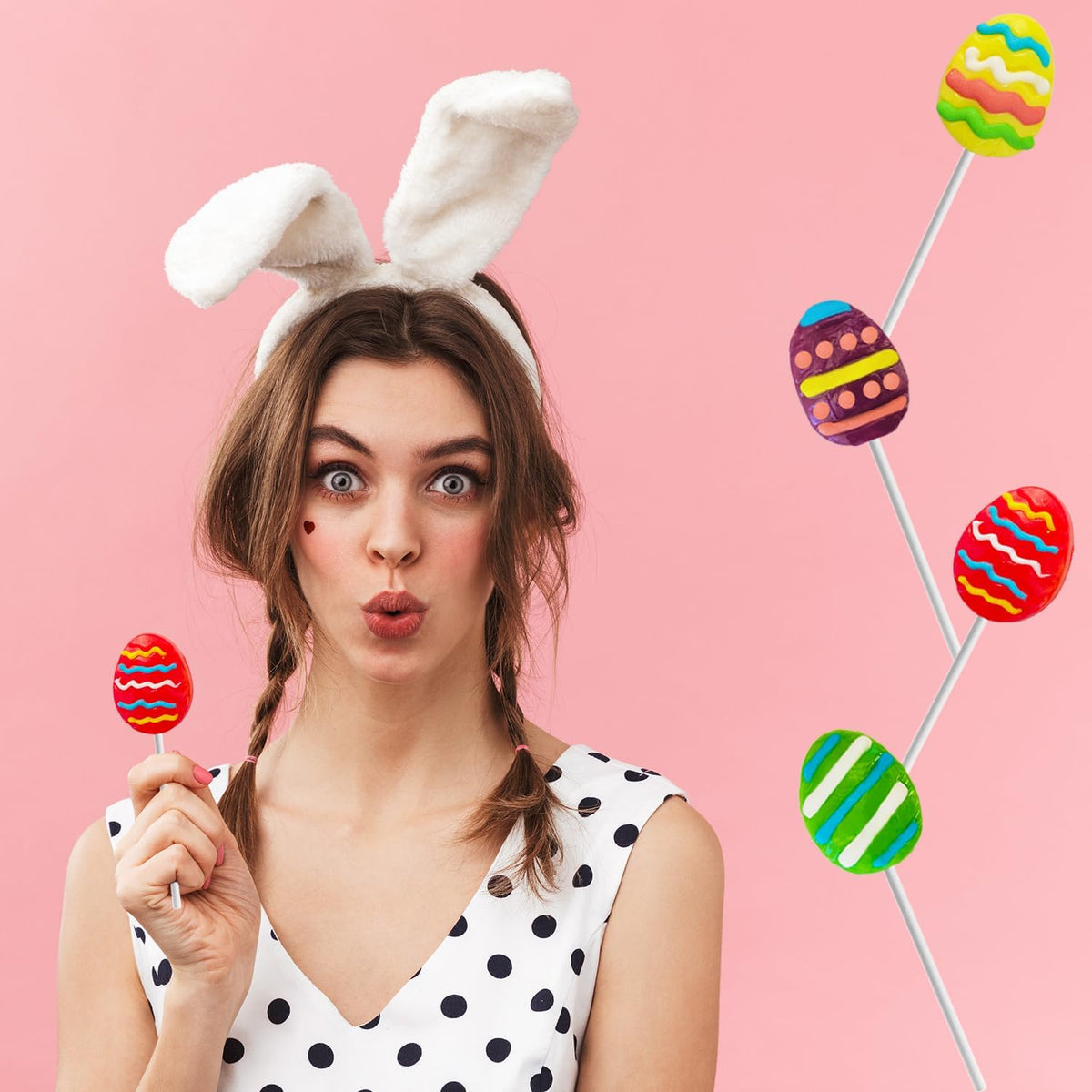 Fruidles Happy Easter Egg Lollipops Suckers, Fat-Free - Individually Wrapped Easter Egg Pops (Pack of 576)