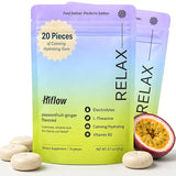 HIFLOW Electrolytes + L-Theanine Gum | Hydrating, Calming, Stress Relief, Relaxing Gum | Vitamin B12, Glycine, Magnesium, Calcium 2 Pack