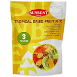 Sunbest Natural Tropical Dried Fruit Mix - 3 lb Bulk Bag (48 oz) - Mango, Pineapple, Papaya, Banana & Kiwi - Non-GMO, Vegan, Gluten-Free - Healthy
